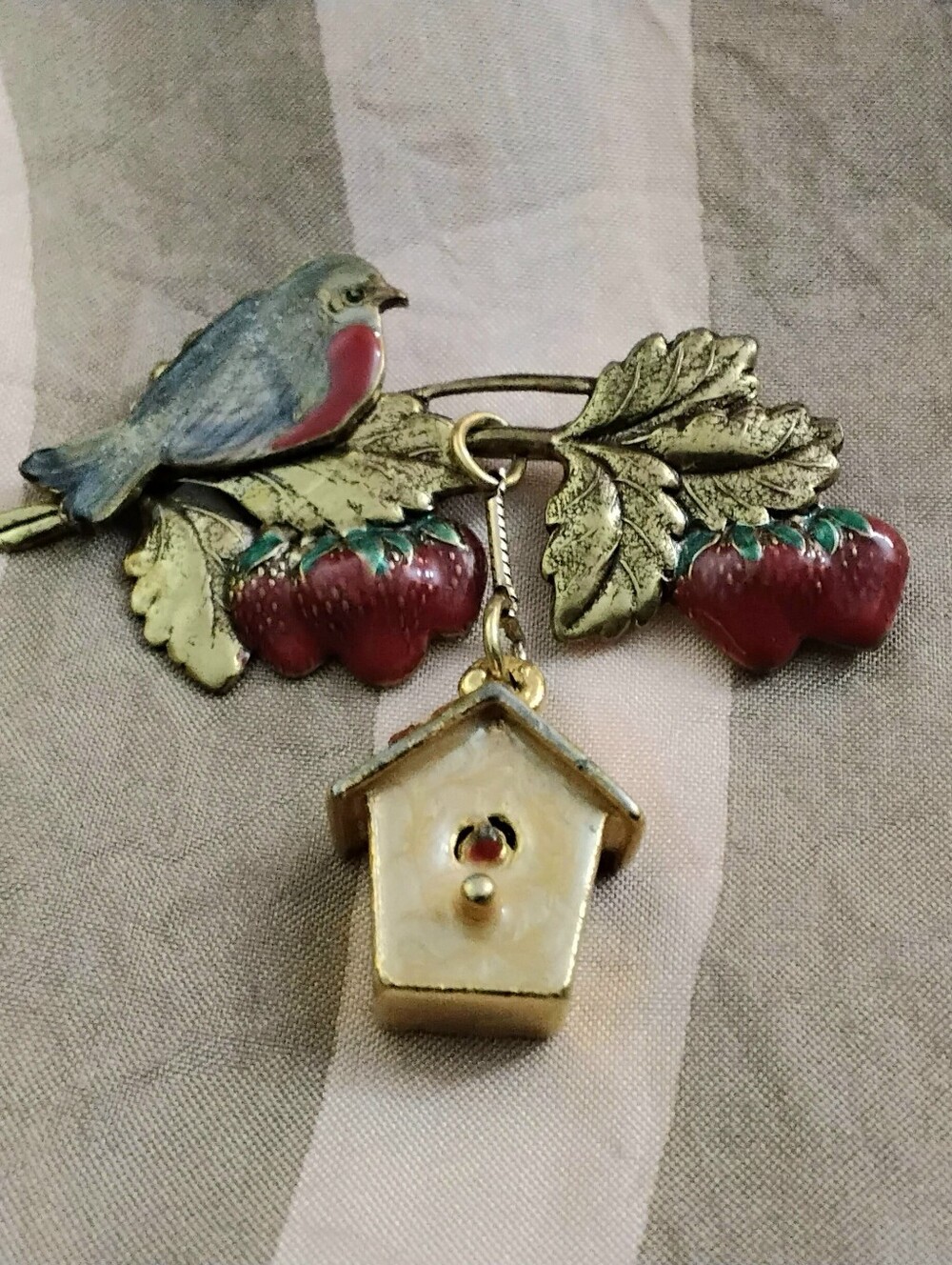 Bird w/ Birdhouse Brooch/Pin